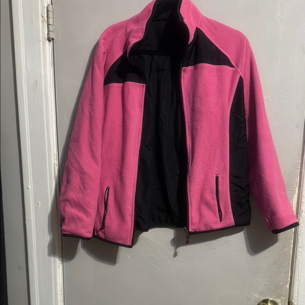 Oleg Cassini Sport Pink and Black Ski Jacket with Relaxed Fit